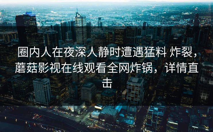 圈内人在夜深人静时遭遇猛料 炸裂，蘑菇影视在线观看全网炸锅，详情直击