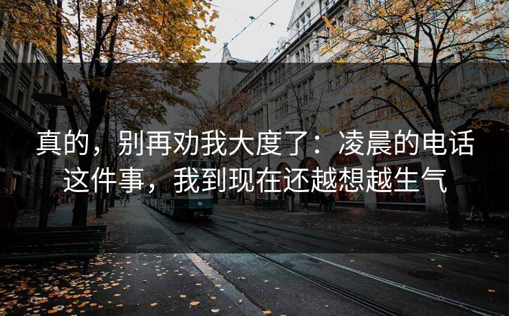真的,别再劝我大度了:凌晨的电话这件事,我到现在还越想越生气 真的,别再劝我大度了:凌晨的电话这件事,我到现在还越想越生气