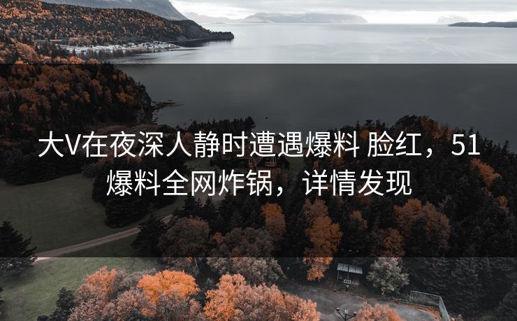 大V在夜深人静时遭遇爆料 脸红，51爆料全网炸锅，详情发现