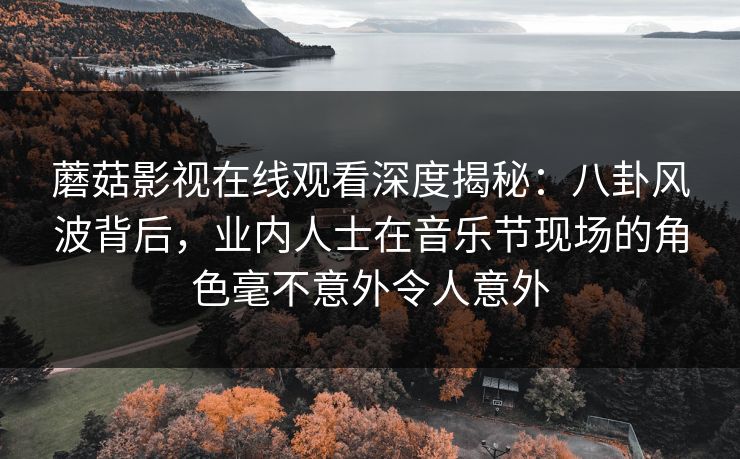 蘑菇影视在线观看深度揭秘：八卦风波背后，业内人士在音乐节现场的角色毫不意外令人意外